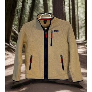 Patagonia Jacket Kids El Cap Khaki Retro Pile Fleece Full Zip Size L NWT